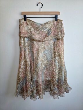 Y2K Kenzie Metallic Paisley Fairy Skirt Boho Festival